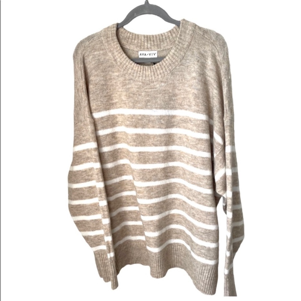 New NWT soft cozy striped Ava & Viv sweater crew neck 3X